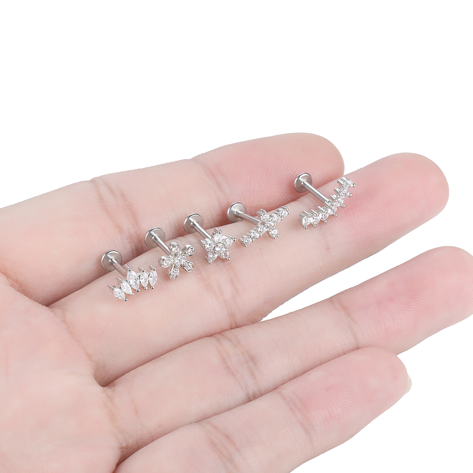 Brinco de piercing tragus flor - Body Jewelry Surgical Steel avaliação e preço