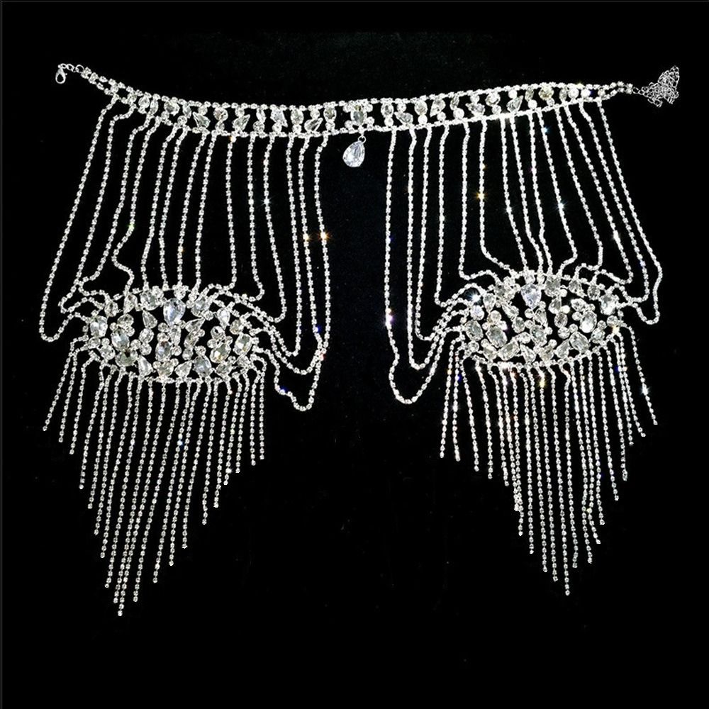 Colar de Ombro com Strass de D - Body Jewelry Necklace avaliação e preço