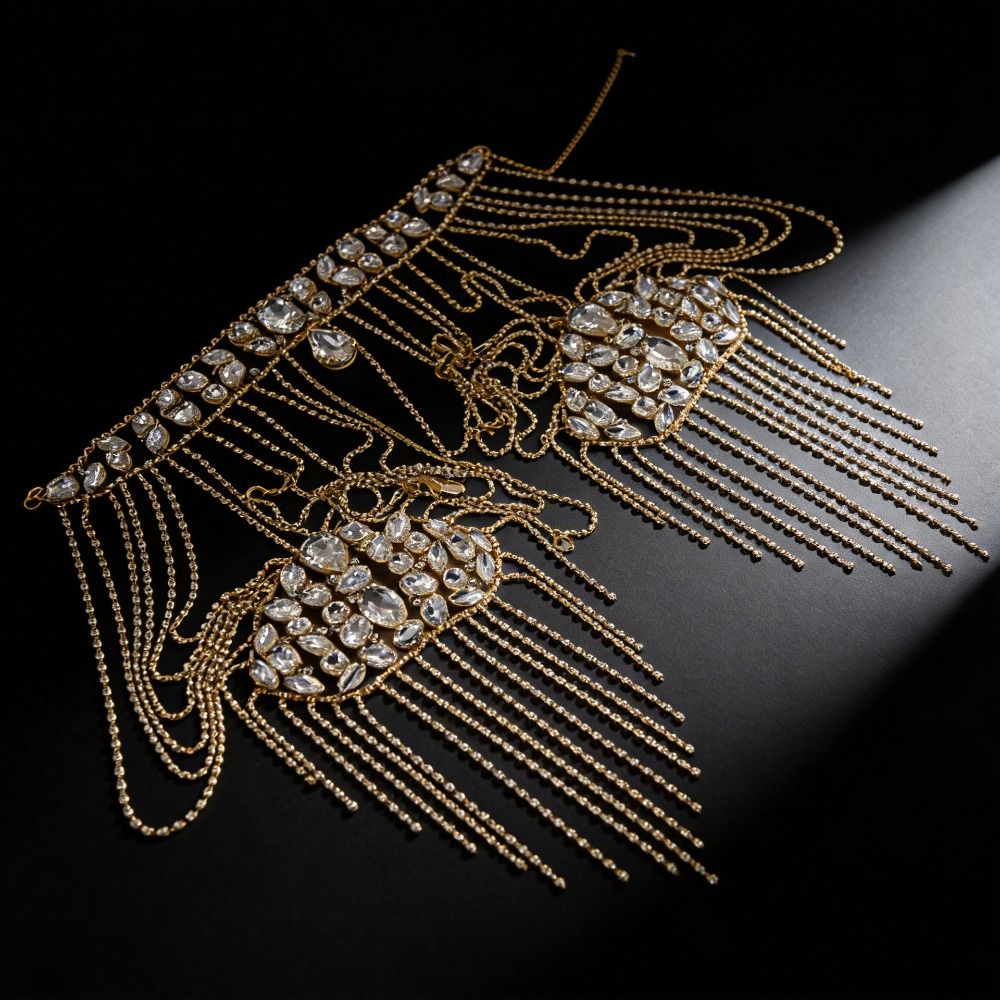 Colar de Ombro com Strass de D - Body Jewelry Necklace avaliação e preço